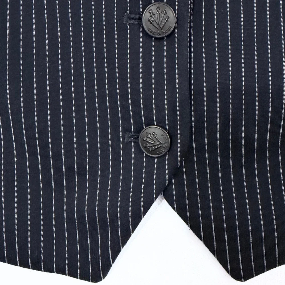 rag & bone Navy Pinstripe Wool Blend Vest - Picture 5 of 8